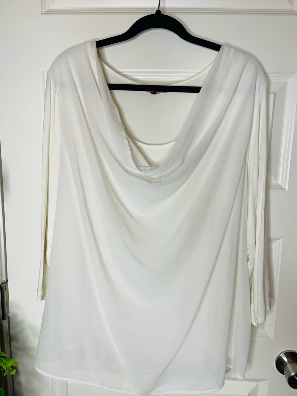 EAST ADELINE | Draped Cowl Neck Blouse in Cream